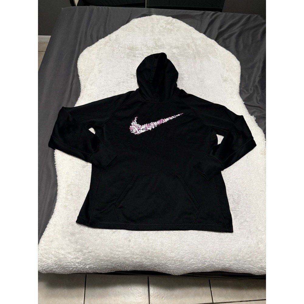 Nike Therma Fit Women's Black Hoodie Sweater Size Large Big Logo
